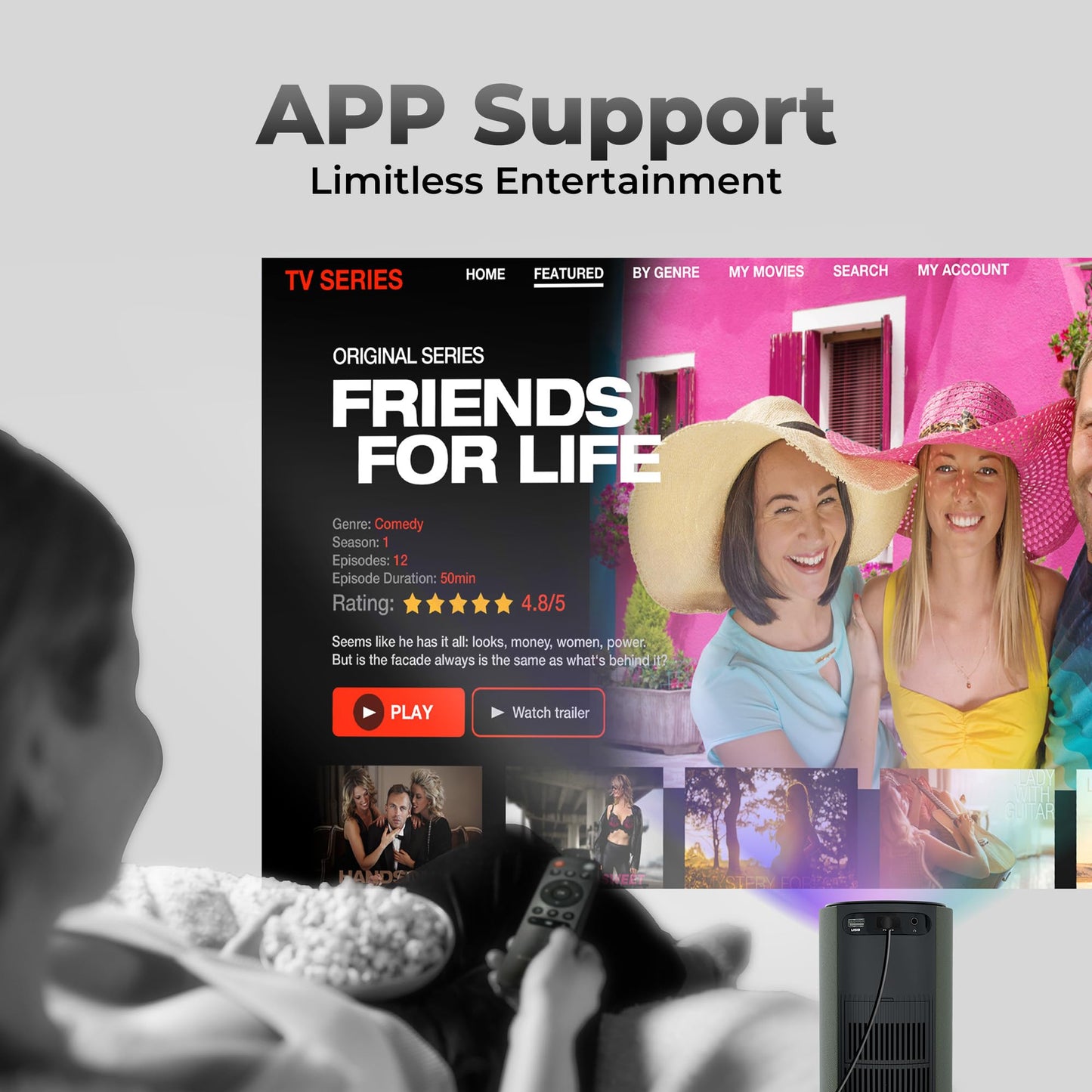 (Open Box) ZEBRONICS PIXAPLAY 22, Smart Projector, 3400 Lumens, 4K Support,160 Inch Screen Size, Supports Bluetooth, HDMI, USB, WiFi, 720p Native, Powerful Speaker, Electronic Focus, APP Support, Miracast