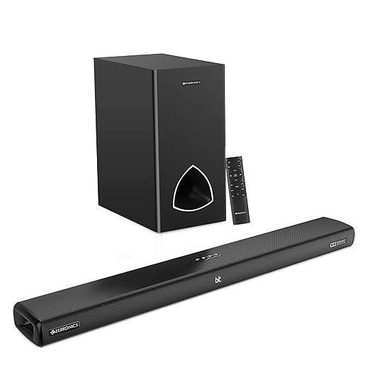 (Open Box) ZEBRONICS Zeb-JUKEBAR 9001 PRO Dolby, 120W Multimedia soundbar with subwoofer Supporting Bluetooth, HDMI(ARC), Optical Input, AUX,USB, Dolby Digital Plus and Remote Control (Black)