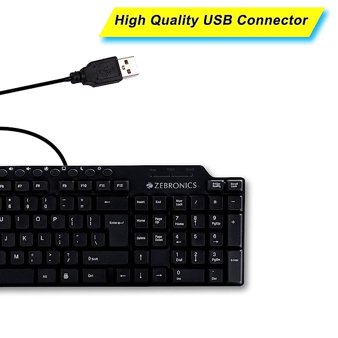 (Open Box) Zebronics ZEB-KM2100 Multimedia USB Keyboard Comes with 114 Keys Including 12 Dedicated Multimedia Keys & with Rupee Key (Black)