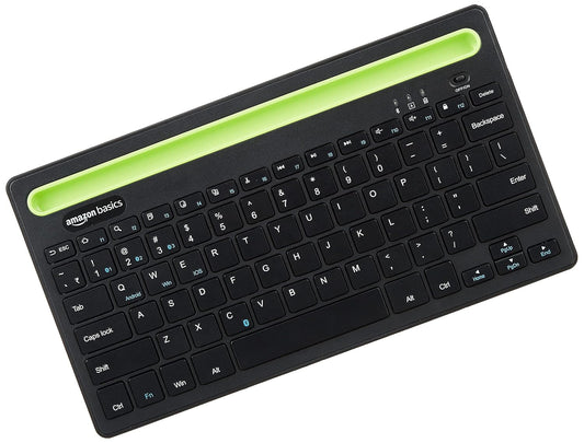 (Open Box) amazon basics Wireless Bluetooth Multi-Device Keyboard for Windows, Apple iOS Android or Chrome, Compact Space-Saving Design, for PC/Mac/Laptop/Smartphone/Tablet (Black)