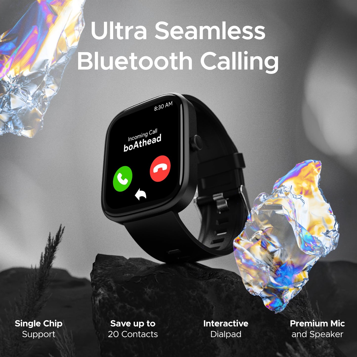 (Open Box) boAt Ultima Prism Smart Watch w/ 1.96" (4.9 cm) AMOLED Display, BT Calling, 700+ Activities, Always on Display, Female Wellness, IP67 Dust, Sweat & Splash Resistance, HR & SpO2(Steel Black)