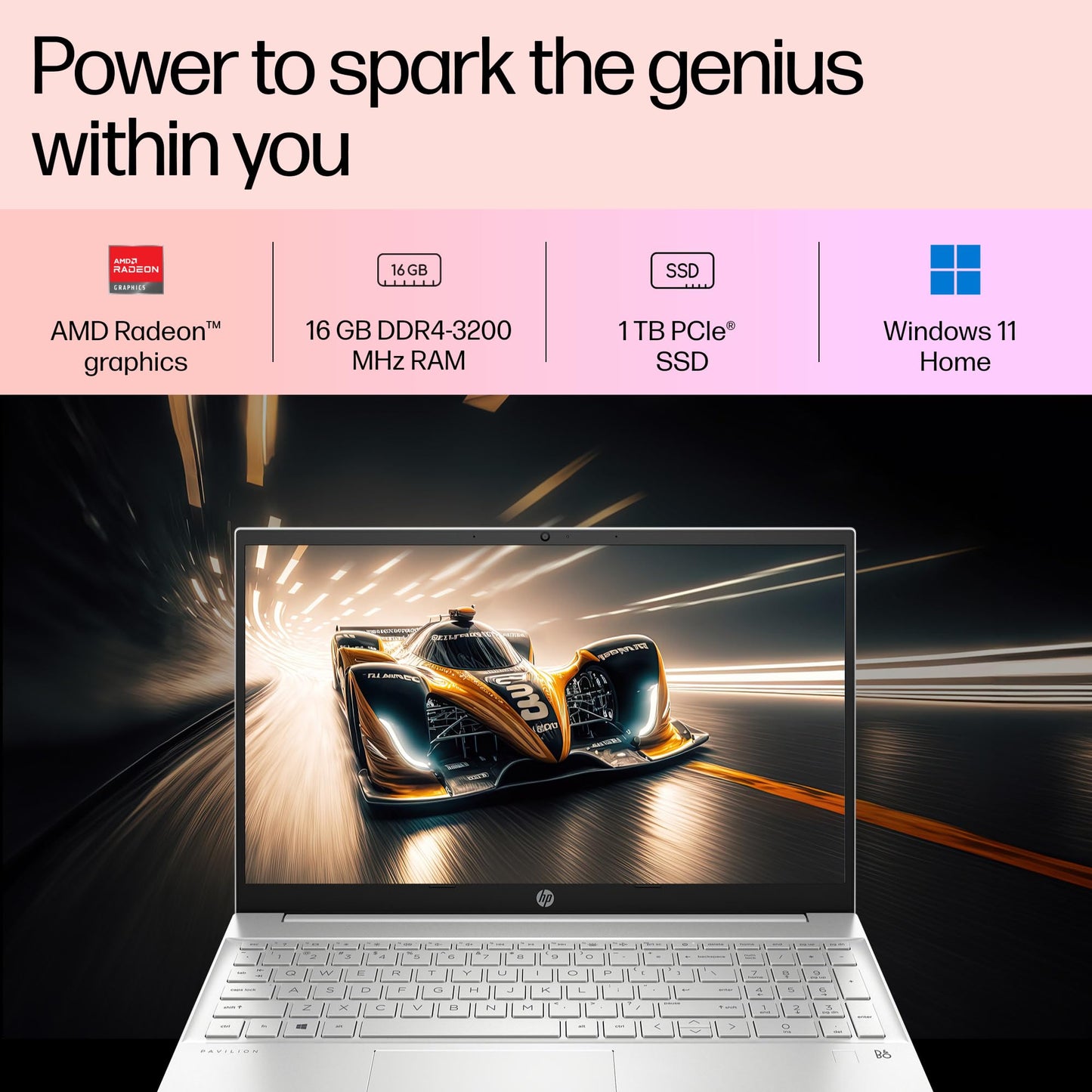 (BRAND REFURBISHED)HP Pavilion 15, AMD Ryzen 5 5500U, 15.6-inch (39.6 cm), FHD, 16GB DDR4, 1TB SSD, AMD Radeon graphics, FPR, 720p HD camera, Backlit KB, Audio by B&O (Win 11, MSO 2021, Silver, 1.75 kg), eh1047AU