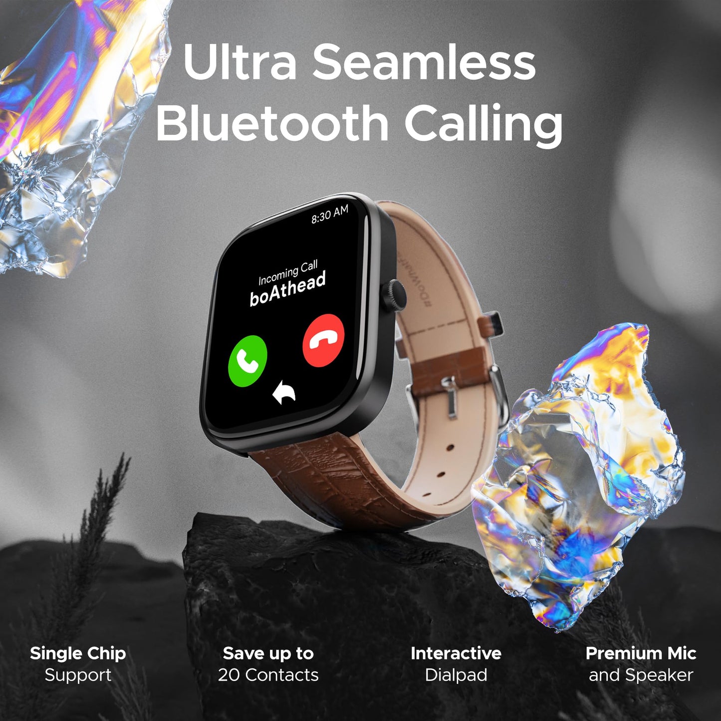 (Open Box) boAt Ultima Prism Smart Watch w/ 1.96" (4.9 cm) AMOLED Display, BT Calling, 700+ Activities, Always on Display, Female Wellness, IP67 Dust, Sweat & Splash Resistance, HR & SpO2(Steel Black)