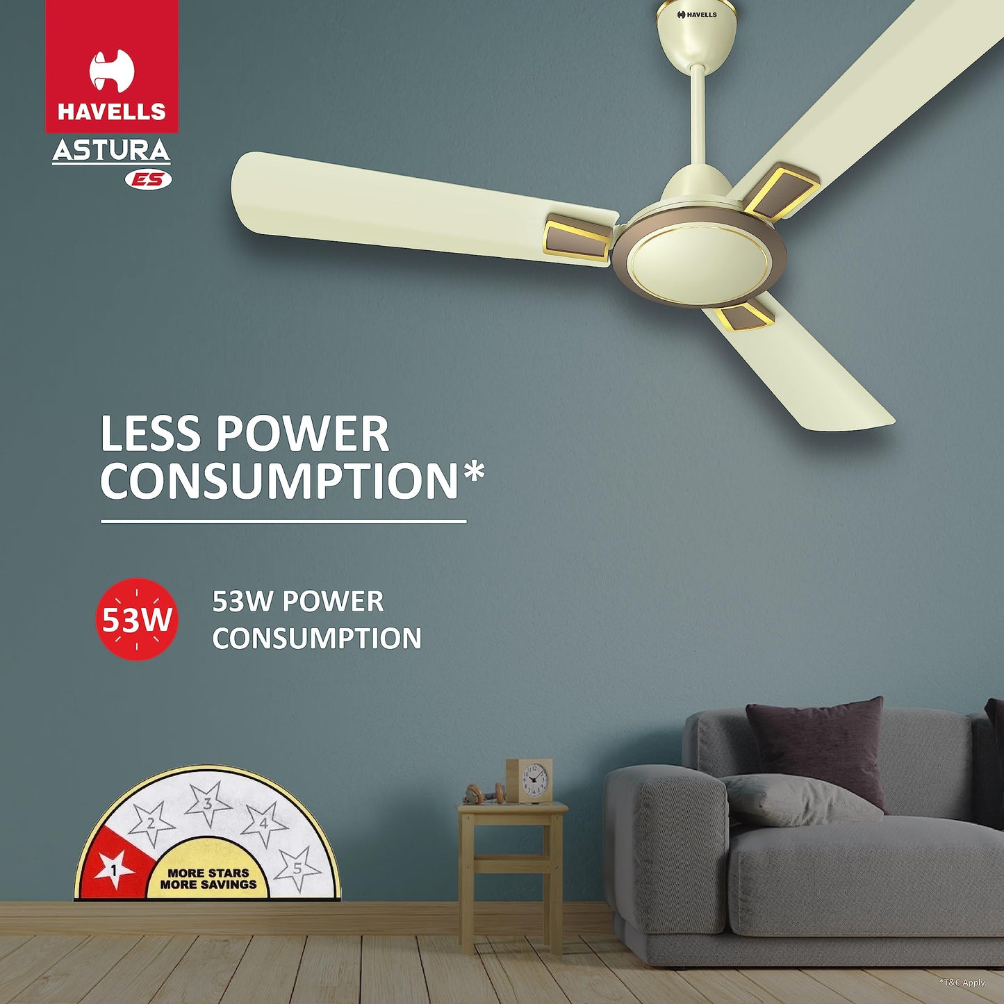 Havells 1200mm Astura Energy Saving Ceiling Fan (Brown Gold Mist, Pack of 1)