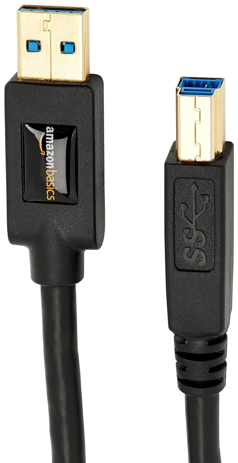 (Open Box) Amazon Basics USB 3.0 A-Male to B-Male Cable For Personal Computer - 9 Feet (2.7 Meters) (Black)