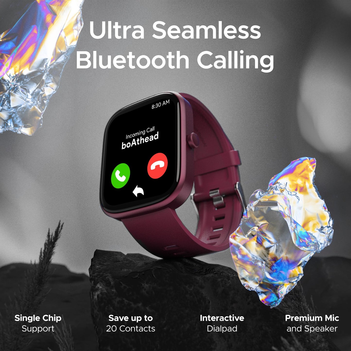 (Open Box) boAt Ultima Prism Smart Watch w/ 1.96" (4.9 cm) AMOLED Display, BT Calling, 700+ Activities, Always on Display, Female Wellness, IP67 Dust, Sweat & Splash Resistance, HR & SpO2(Steel Black)