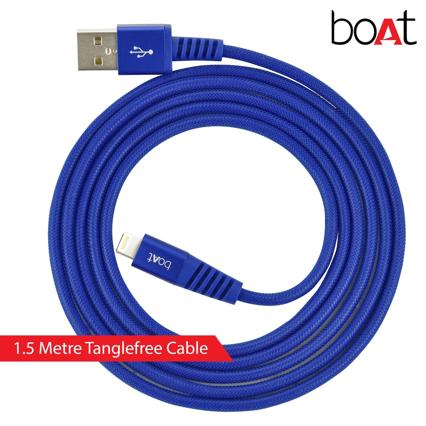 (Open Box) boAt para-Armour Lightning Cable MFI Certified - 1.5m (Blue)