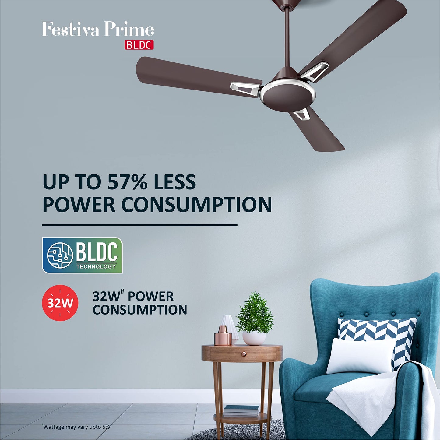 Havells 1200Mm Festiva Prime Bldc Motor Ceiling Fan|5 Stars Cf With Rf Remote, 100% Copper, Upto 57% Energy Saving|Eco Active Technology, 2 Year Warranty|(Pack Of 1, Dusk Chrome)