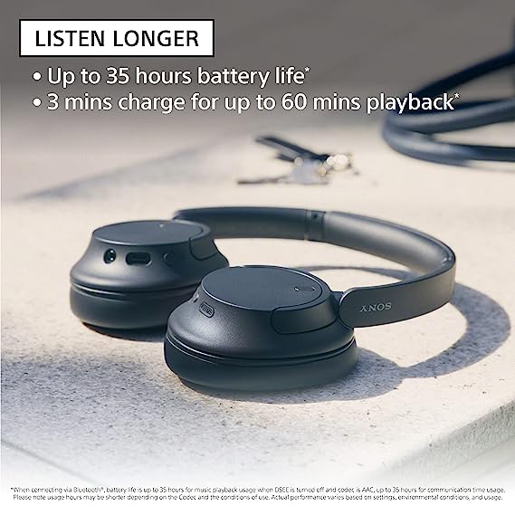 (Open Box) Sony WH-CH720N, Wireless Over-Ear Active Noise Cancellation Headphones with Mic, up to 35 Hours Playtime, Multi-Point Connection, App Support, AUX & Voice Assistant Support for Mobile Phones (Black)