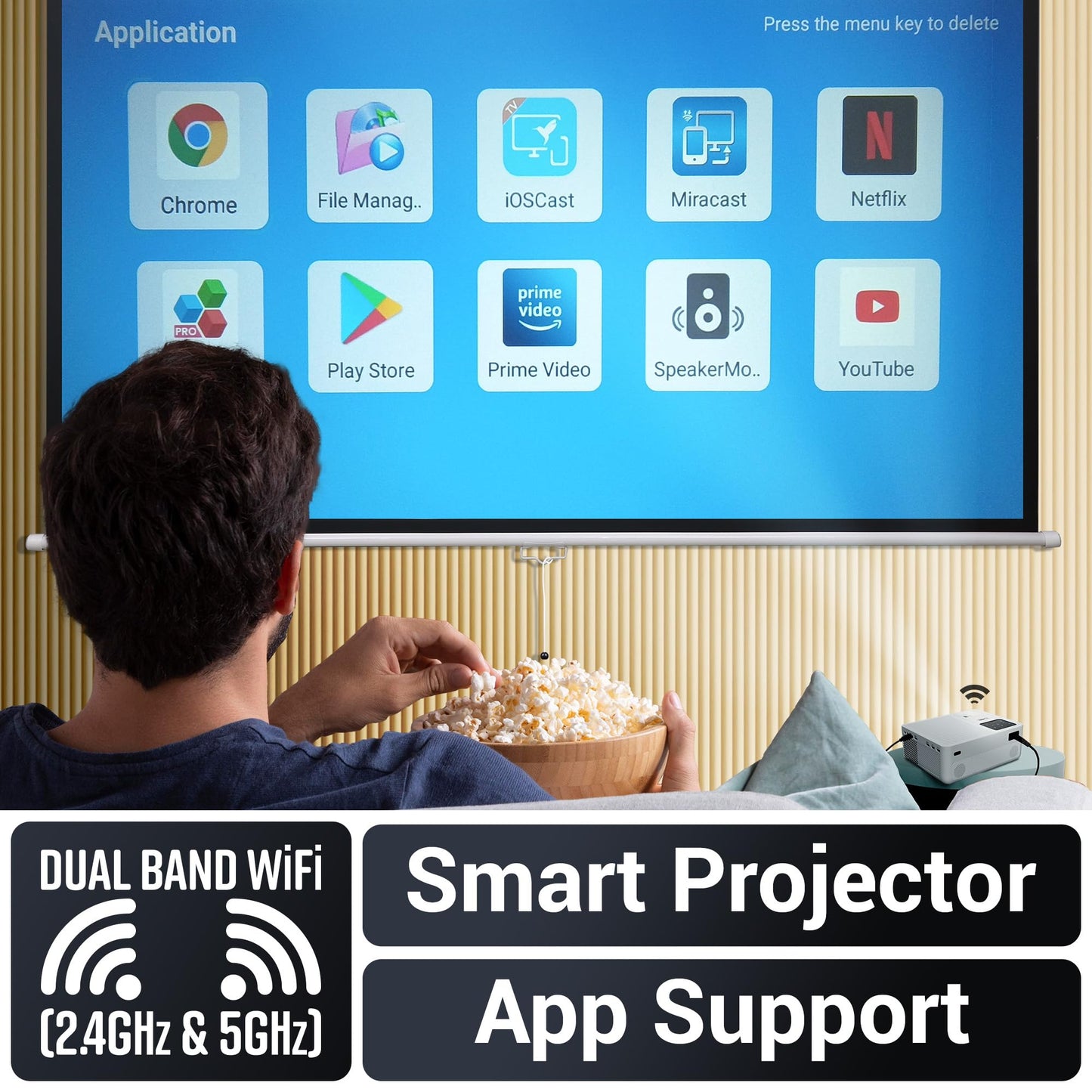 (Open Box) ZEBRONICS PIXAPLAY 15 Smart LED Projector with Dolby Audio, 5500 lumens, 4K Support, 180 Inch Screen Size, Supports Miracast, Bluetooth, USB, HDMI, WiFi, APP Support, 1080p Native