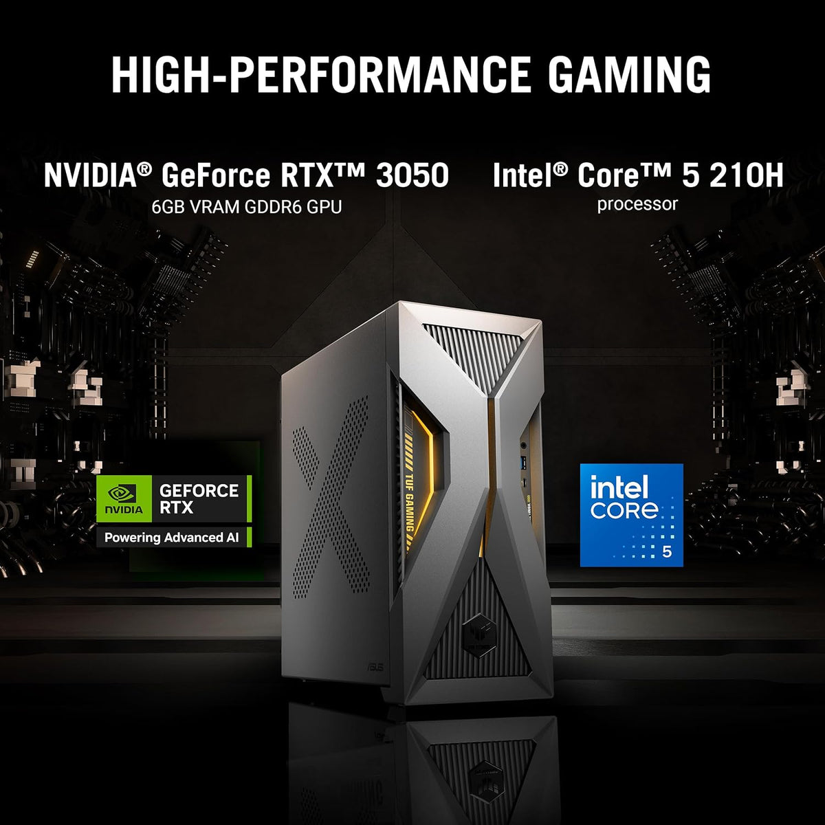 (Brand Refurbished) ASUS T500 (2026),Intel Core 5 210H(i5-14th Gen),RTX 3050-6GB,16GB RAM,1TB SSD,BasGray,5.9 Kg,with Gaming RGB Keyboard & Mouse(USB),T500MV-05210H006WS,Gaming Tower PC