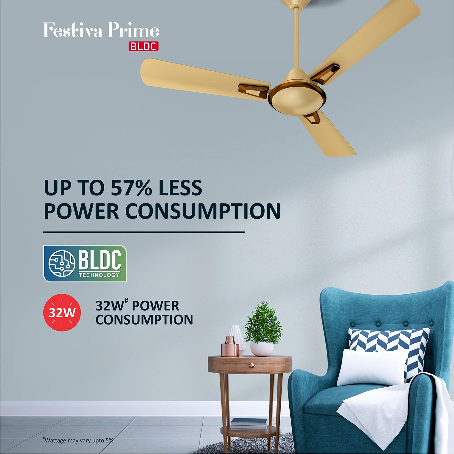 Havells 1200Mm Festiva Prime Bldc Motor Ceiling Fan|5 Stars Cf With Rf Remote, 100% Copper, Upto 57% Energy Saving|Eco Active Technology, 2 Year Warranty|(Pack Of 1, Dusk Chrome)