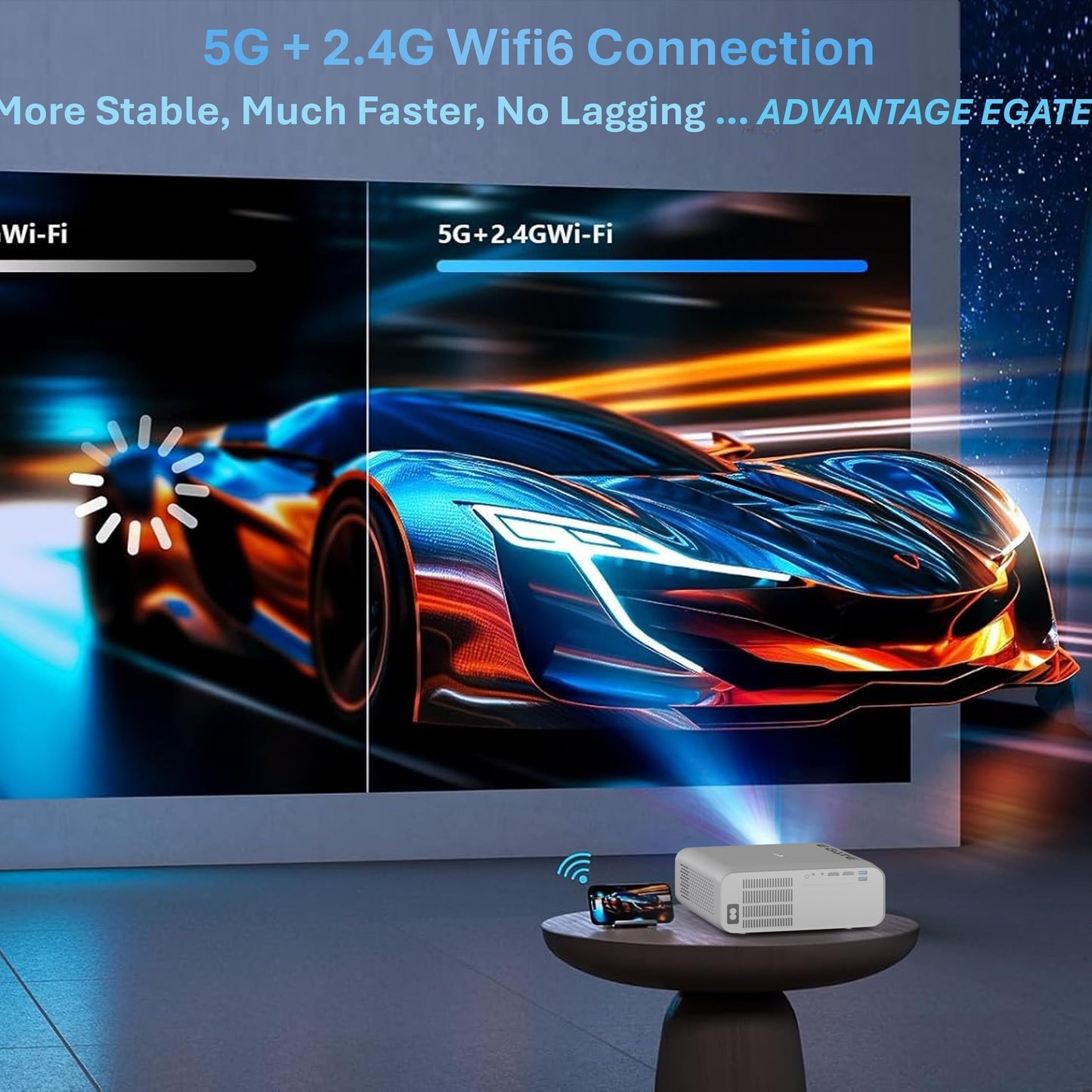 (Open Box) Egate K9 Pro-Max Android FHD 1080p LED Projector,