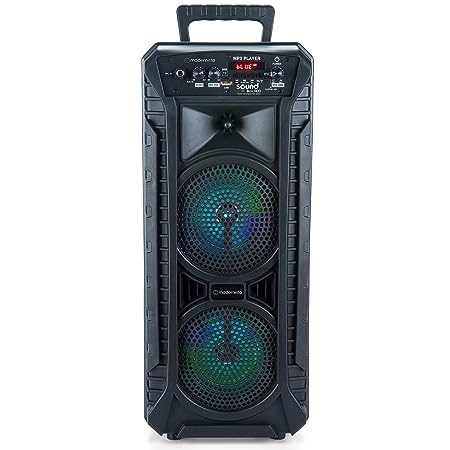 (Open Box) Modernista SoundBox 1100 Bass Boosted 40Watt PMPO Wireless Bluetooth Party Speaker with Wired Karaoke Mic with Bulit in Subwoofer & FM Radio/USB/TF/LED Disco Lights