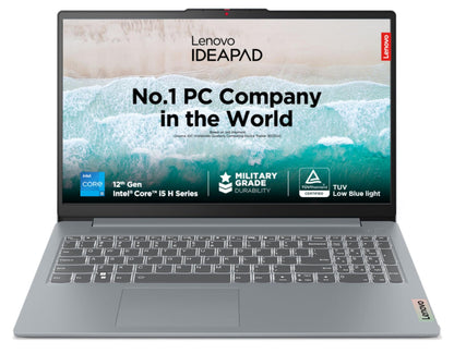 (BRAND REFURBISHED)Lenovo IdeaPad Slim 3 12th Gen Intel Core i5-1235U 15.6" (39.62cm) FHD Thin & Light Laptop (8GB/512GB SSD/Windows 11/Office 2021/Backlit/1Yr ADP Free/3months Game Pass/Arctic Grey/1.63Kg), 82RK0062IN