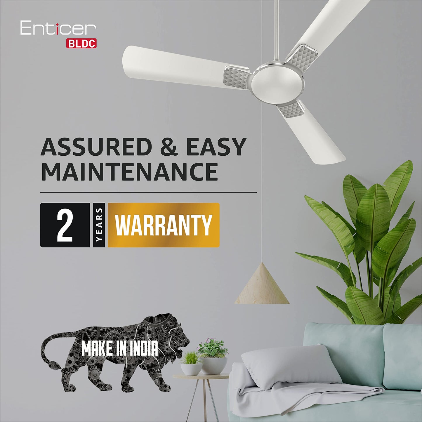 Havells 1200Mm Enticer Bldc Motor Ceiling Fan 5 stars With Remote,100% Copper Upto 55% Energy Saving With Eco Active Technology,High Air Delivery (Pack Of 1,Pearl White Chrome)