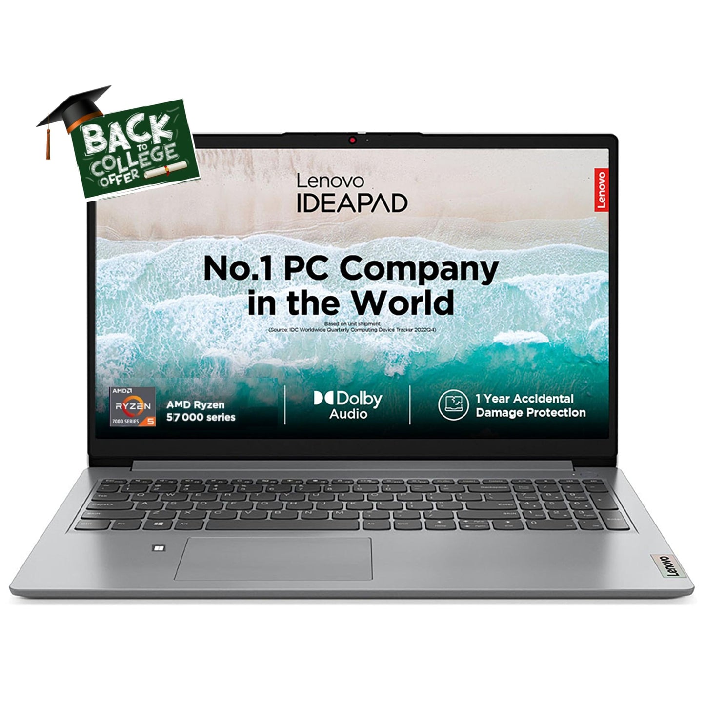 (BRAND REFURBISHED)Lenovo IdeaPad Slim 1 AMD Ryzen 5 5500U 15.6" HD Thin and Light Laptop (16GB/512GB SSD/Windows 11 Home/MS Office 2021/1Yr ADP Free/Cloud Grey/1.61Kg), 82R400ERIN