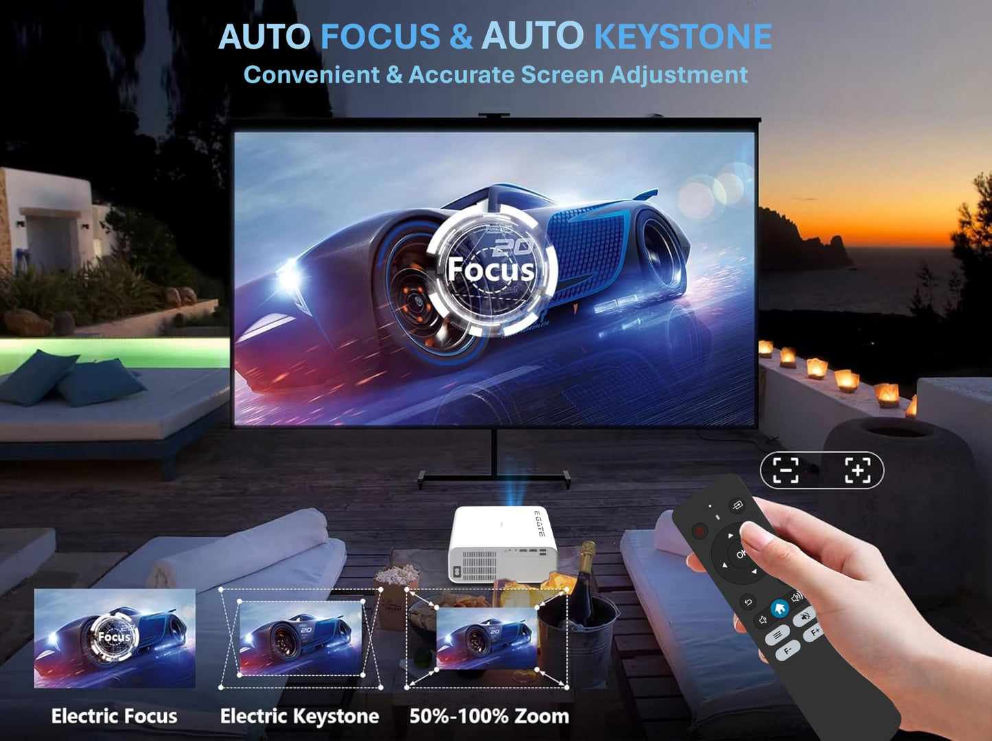 (Open Box) Egate K9 Pro-Max Android FHD 1080p LED Projector,