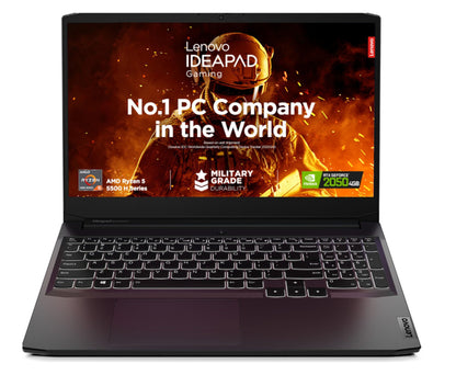 (Brand Refurbished)Lenovo [Smart Choice Ideapad Gaming 3 Laptop AMD Ryzen 5 5500H 15.6" (39.62Cm) Fhd IPS 300Nits 144Hz (8Gb/512Gb Ssd/Win11/Nvidia RTX 2050 4Gb/Alexa/3 Month Game Pass/Shadow Black/2.32Kg),82K20289In