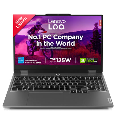 (BRAND REFURBISHED)Lenovo [Smartchoice] LOQ 12th Gen Intel Core i5-12450HX /39.6cm/ 144Hz 300Nits FHD Gaming Laptop (16GB/512GB SSD/Win 11/ RTX 3050 6GB Graphics/100% sRGB/MSO 21/3 Mon Game Pass/Grey/2.4Kg), 83GS003UIN