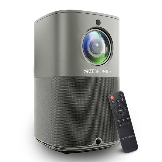 (Open Box) ZEBRONICS PIXAPLAY 22, Smart Projector, 3400 Lumens, 4K Support,160 Inch Screen Size, Supports Bluetooth, HDMI, USB, WiFi, 720p Native, Powerful Speaker, Electronic Focus, APP Support, Miracast