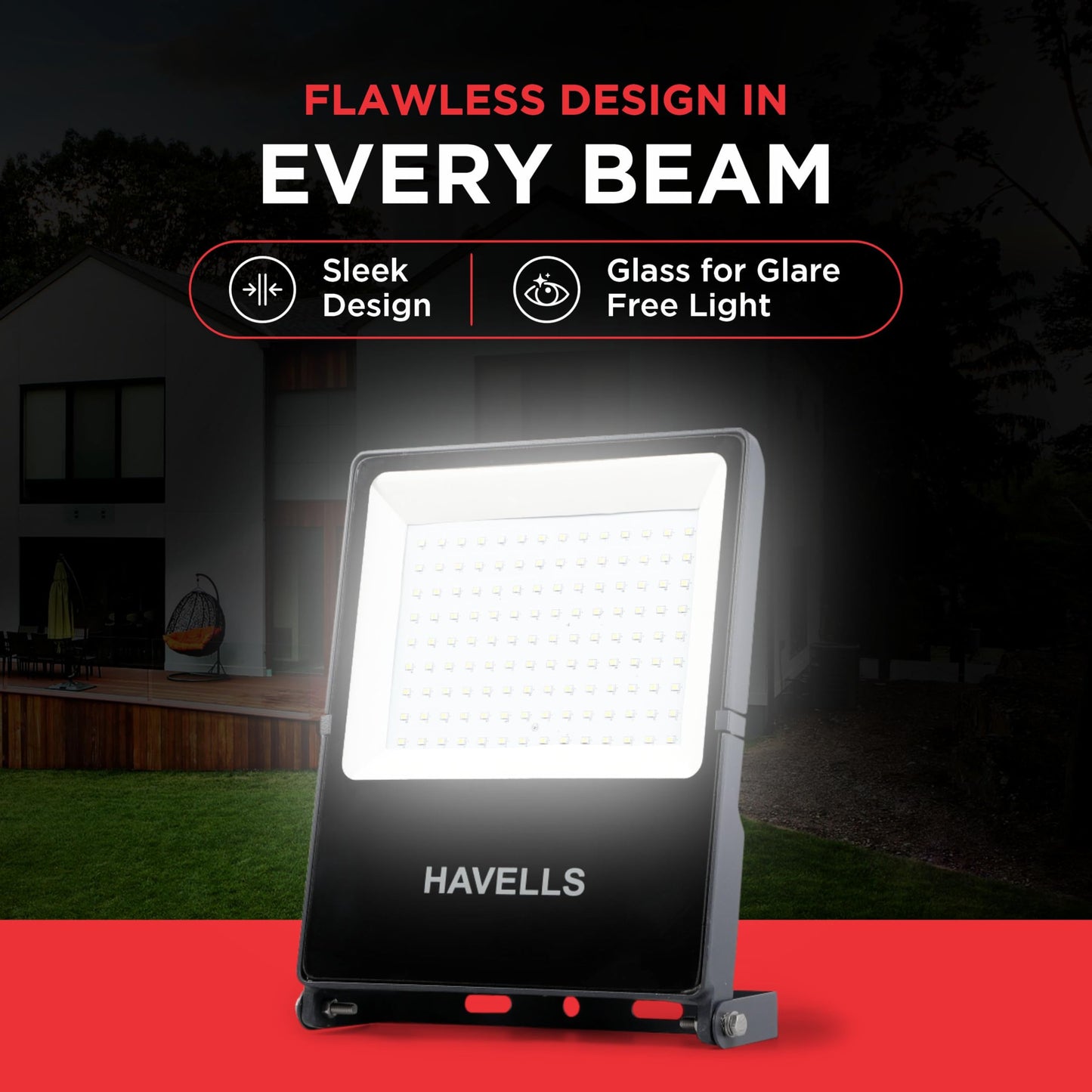 Havells 100W LED Flood Light, Centura Neo 6K IP66 Waterproof Led Lights with 120° Wide Beam-LED Lamp Lights for Yard, Factory,Garden, Playground & Home