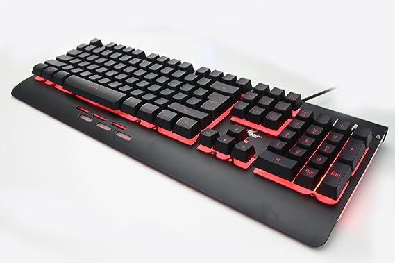(OPEN BOX) Redgear Blaze Semi-Mechanical wired Gaming keyboard with 3 colour backlit, full aluminium body & Windows key lock for PC ( Black )