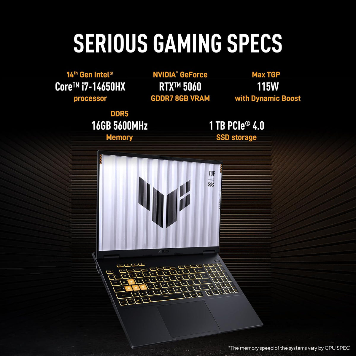 (Brand Refurbished) ASUS TUF F16, 14th Gen,Intel Core i7-14650HX,RTX 5060-8GB,16GB,1TB,FHD+,16",165Hz,90WHrs,Windows 11 ,Jaeger Gray,2.2 Kg, FX608JMR-RV049WS, Gaming Laptop