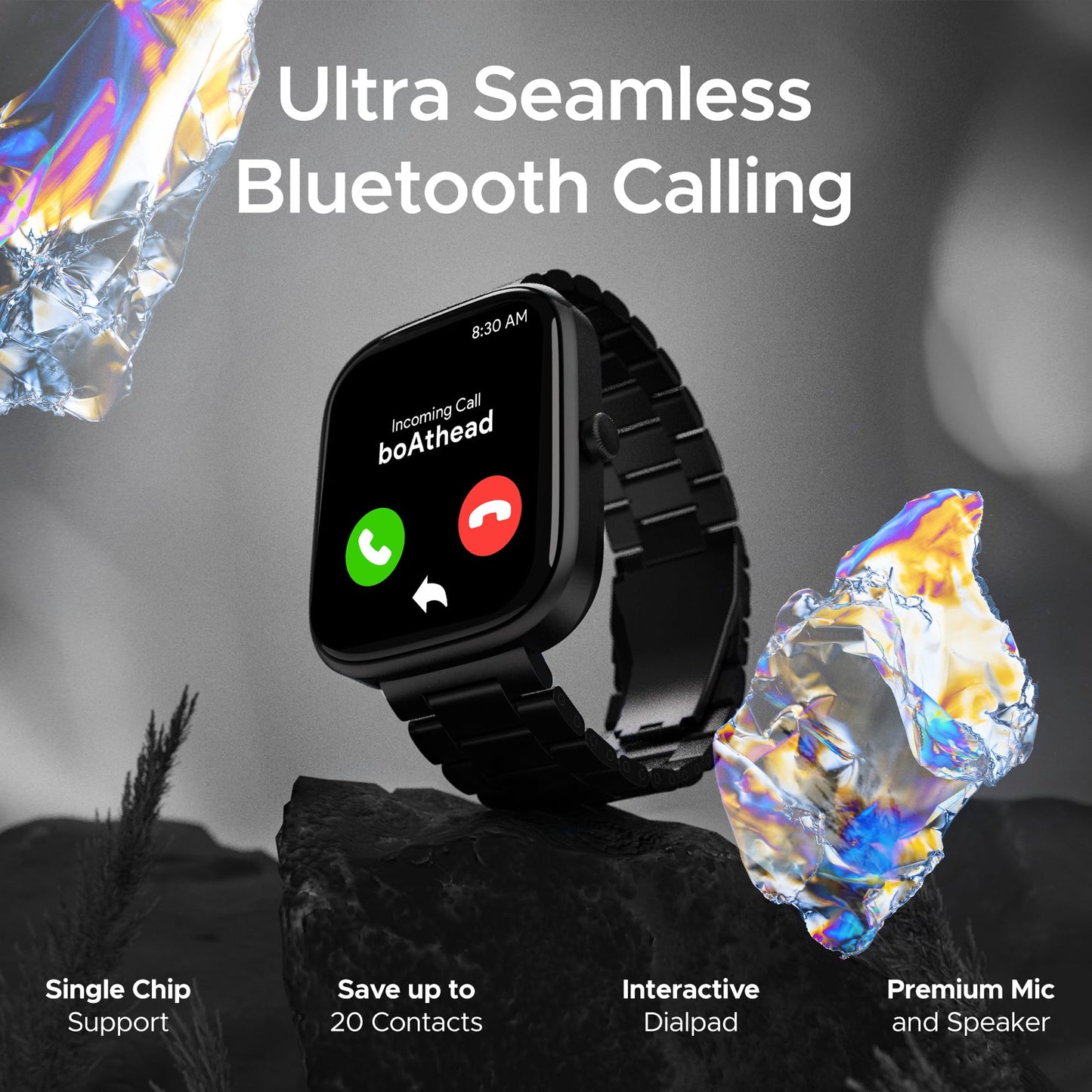 (Open Box) boAt Ultima Prism Smart Watch w/ 1.96" (4.9 cm) AMOLED Display, BT Calling, 700+ Activities, Always on Display, Female Wellness, IP67 Dust, Sweat & Splash Resistance, HR & SpO2(Steel Black)