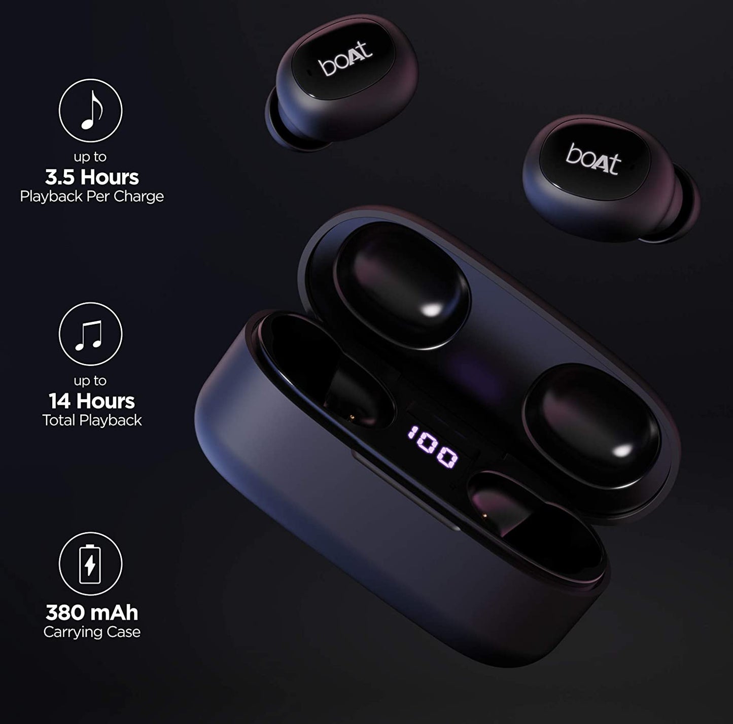 (Without Box) Boat Airdopes 121V2 Bluetooth Truly Wireless in Ear Earbuds with Upto 14 Hours Playback, Lightweight Earbuds with Mic, Active Black