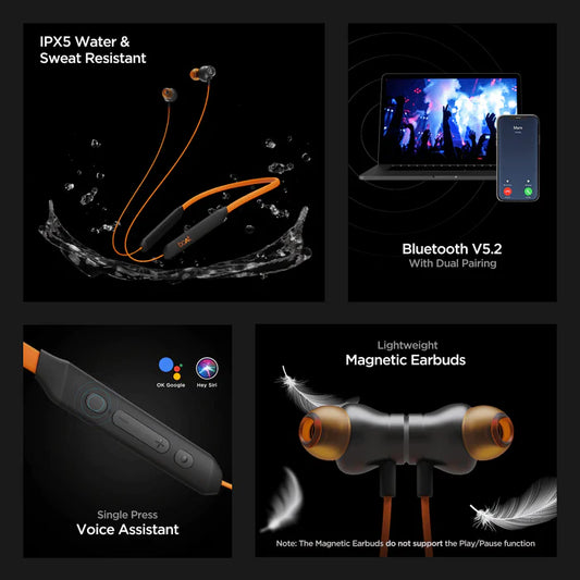 (Without Box) boAt Rockerz 205 Pro in Ear Bluetooth Neckband with Mic, Beast Mode(Low Latency Upto 65ms), ENx Tech for Clear Voice Calls,30 Hours Playtime, ASAP Charge,10mm Drivers,Dual Pairing & IPX5