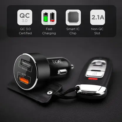 (Open Box) Dual QC Port Rapid Car Charger, Black