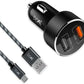(Open Box) Dual QC Port Rapid Car Charger, Black