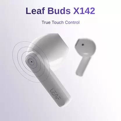 (Open Box) LEAF Buds X142 Earbuds with mic and 20 Hours Playback Time, Bt v5.3 with Type C Port Bluetooth Headset