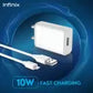 (Open Box)Infinix 10W Quick Charger combo for Infinx devices (MicroUSB - Cable Included)  (White, Cable Included)