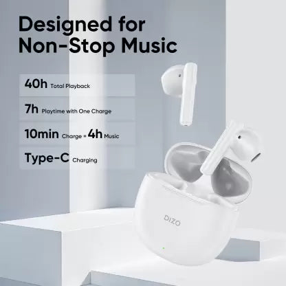 (Open Box) DIZO Buds P with Fast Charge, 40HPlaytime & 13mm Driver (by realme TechLife) Bluetooth Headset