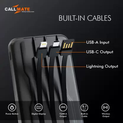 (Open Box) Callmate 5000 mAh 15 W Wireless Power Bank  (Transparent, Lithium Polymer, Fast Charging for Mobile)