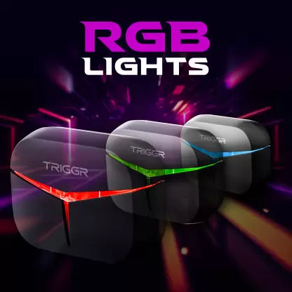(Open Box) TRIGGR Kraken with RGB Lights, 40ms Latency, Quad ENC, Rapid Pair, 40H Battery, v5.3 Bluetooth Headset  (Black, True Wireless)