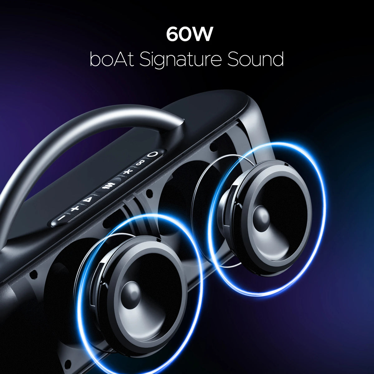 (Open Box) boAt Stone Lumos w/ LED Projection, 9HRS Playback,Hearables App Support,Dual EQ Modes 60 W Bluetooth Party Speaker (Midnight Black, Mono Channel)