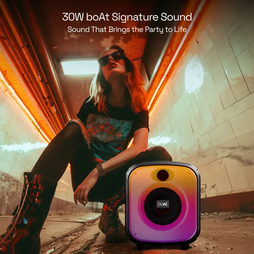 (Open Box) Boat PartyPal 63 Pro 30W Speaker, Midnight Black