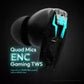 (OPEN BOX) Number Super Buds Pro GT99 4 Mic MEMS ENC Gaming RGB TWS,35ms Low Latency, 50Hr Battery Bluetooth Headset