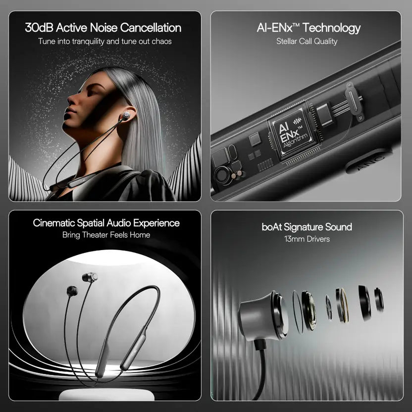 (Open Box) Boat Rockerz 210 ANC Dual Pairing Neckband