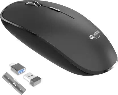 (Open Box) QUANTUM QHM260 with USB Nano Receiver & USB to Type-C Connector, 1600 DPI, 2.4 GHz Wireless Optical Mouse