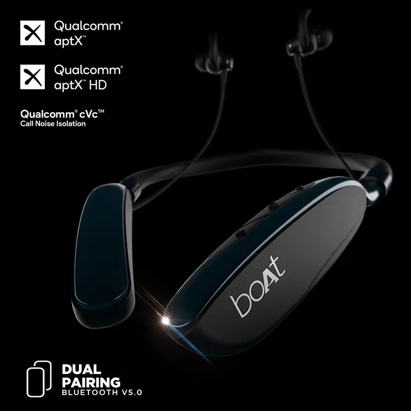 (Open Box) boAt Rockerz 385V2 Bluetooth in Ear Neckband with Qualcomm Aptx & CVC, Upto 40 Hours Battery, ASAP Charge, Ipx6 Rating and Dual Pairing(Active Black)