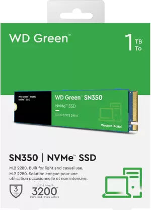 (Open Box) WESTERN DIGITAL WD Green Nvme SN350 1 TB Desktop, Laptop Internal Solid State Drive (SSD) (WDS100T3G0C)