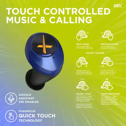 (Open Box) HRX X-Drops 9G with Quick Touch Technology Bluetooth Headset