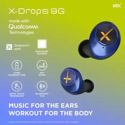 (Open Box) HRX X-Drops 9G with Quick Touch Technology Bluetooth Headset