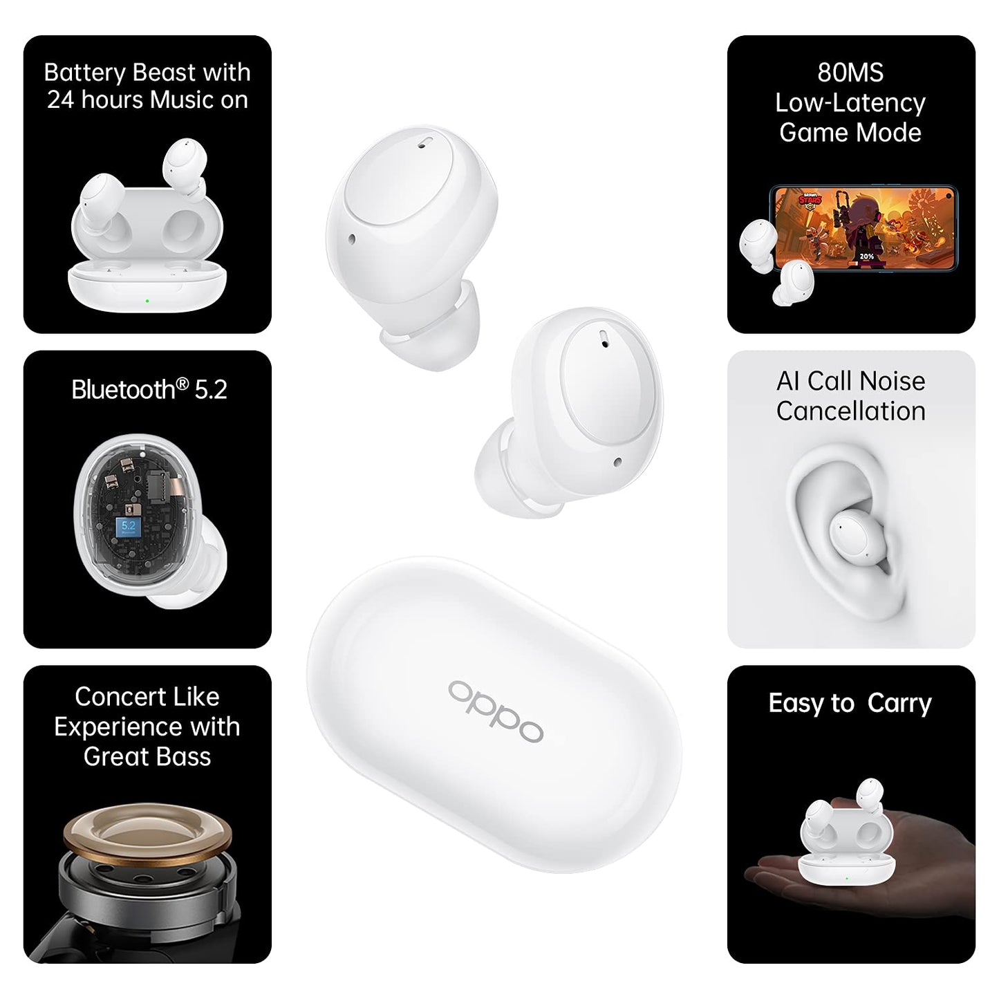 (Open Box) OPPO Enco Buds With 24 hours Battery Life Bluetooth Headset