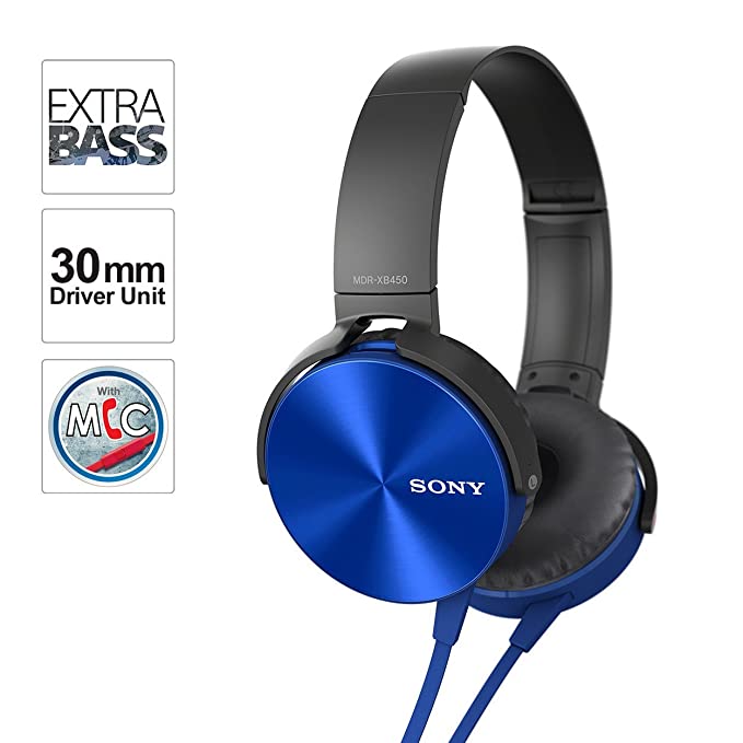 (Open Box) Sony MDR-XB450AP Wired On Ear Headphone with Mic