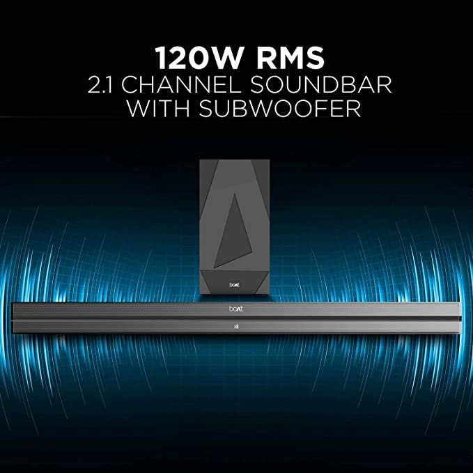 (Open Box) boAt Aavante Bar 1500 2.1 Channel Home Theatre Soundbar 120W, Wired Subwoofer, Multiple Connectivity Modes, Black